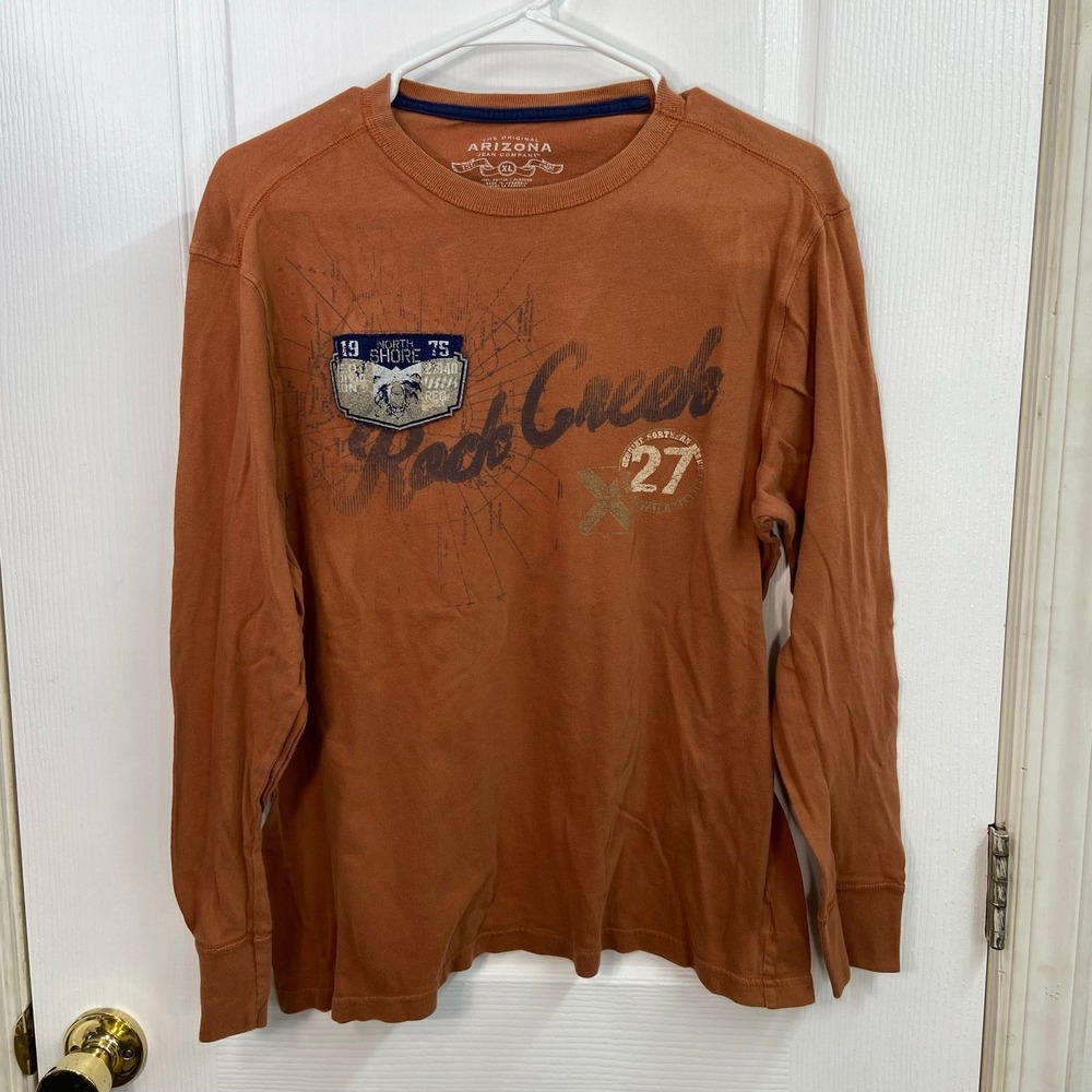 Arizona Jean Co boy's orange 100% cotton long sleeve Crewcut casual tshirt XL